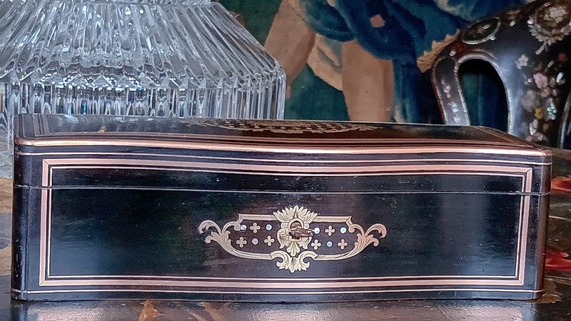 Magnificent Glove Box Jewelry Box Boulle Marquetry à La Reine Napoleon III-photo-3