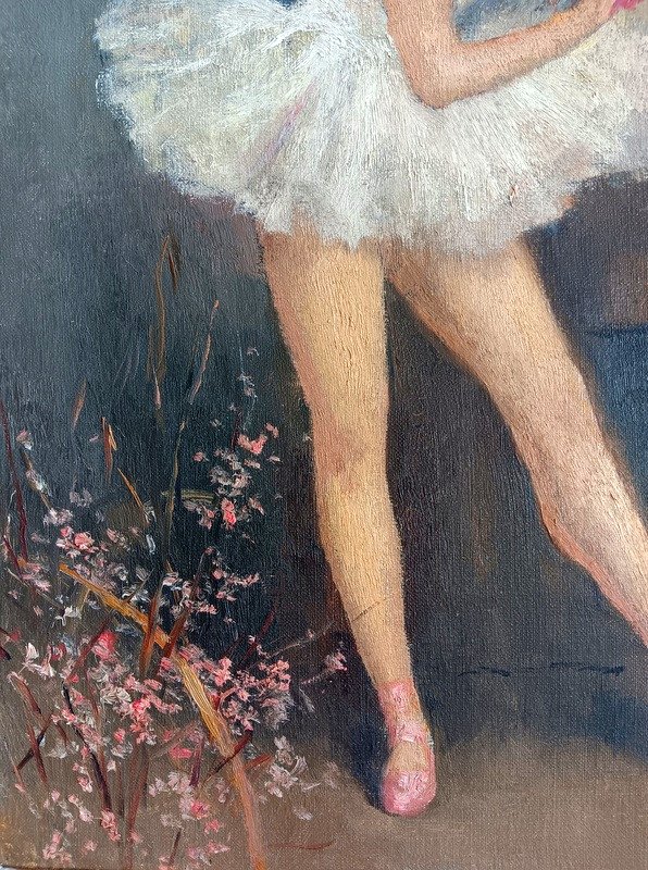 Léon Laurent Galand (1872-1960) Charming Painting Ballerina Dancer In Tutu Young Woman -photo-1