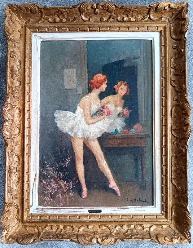 Léon Laurent Galand (1872-1960) Charming Painting Ballerina Dancer In Tutu Young Woman 