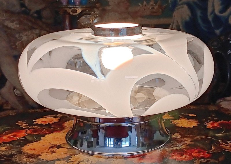 Toni Zuccheri (1936 - 2008) Important Double Light Lamp In Blown Glass Venini Murano