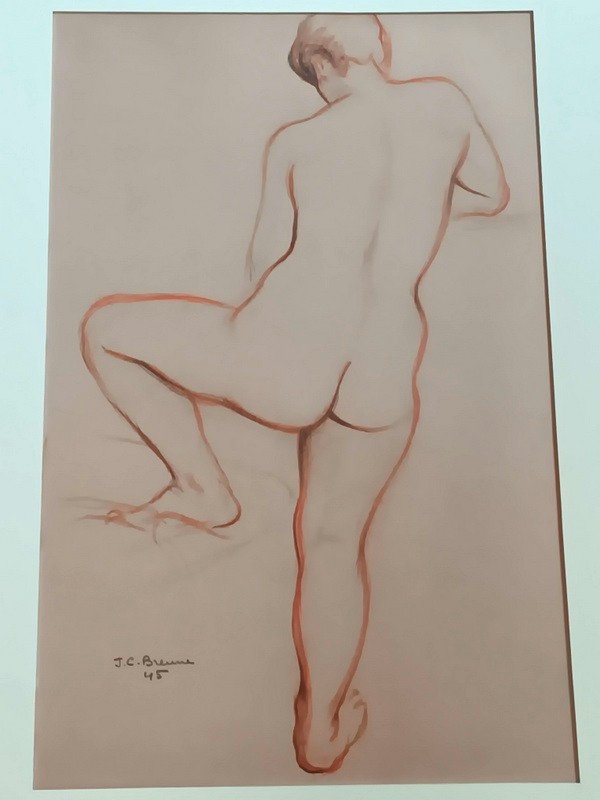 Jacques Ciry (1914-1982) Magnificent Nude Of A Woman Drawing In Red Chalk And Black Stone-photo-3