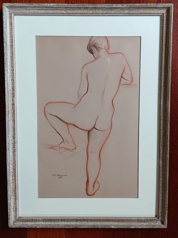 Jacques Ciry (1914-1982) Magnificent Nude Of A Woman Drawing In Red Chalk And Black Stone-photo-3