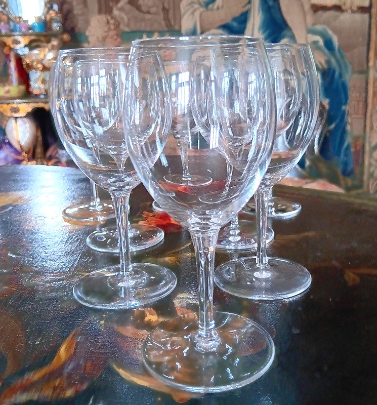 Saint - Louis 8 Crystal White Wine Glasses Pomerol Model Saint-louis-photo-3