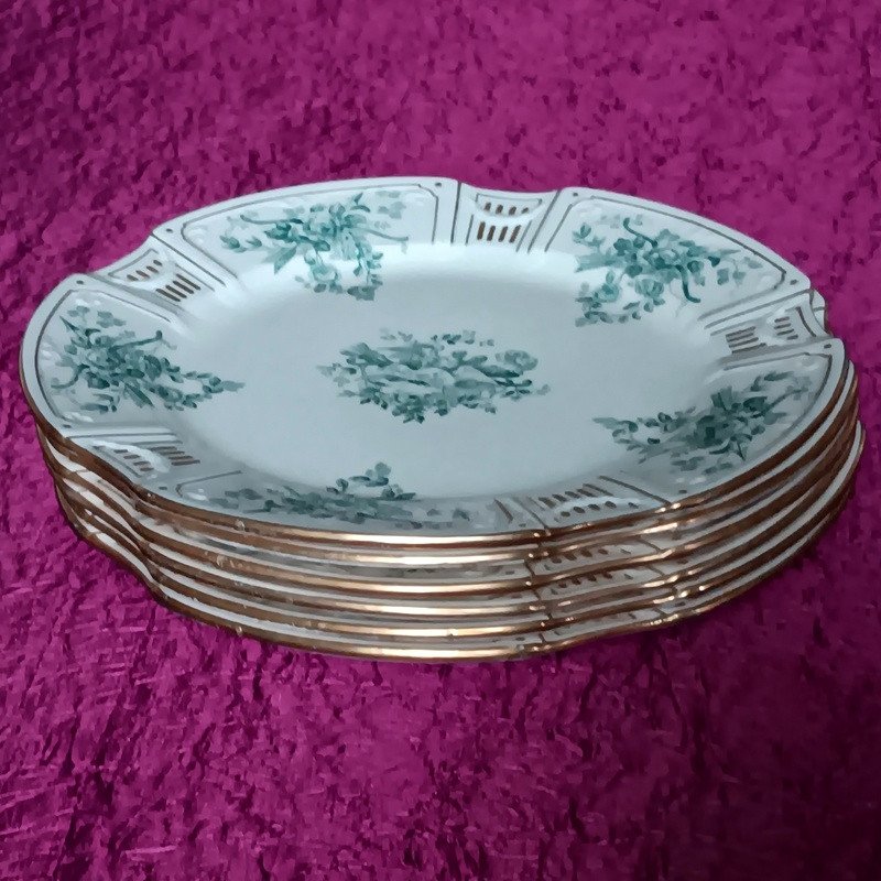 Gien Beautiful Set Of 6 Table Plates 26.3 Cm In Fine Art Deco Earthenware 1920 - 1930 (2)-photo-6