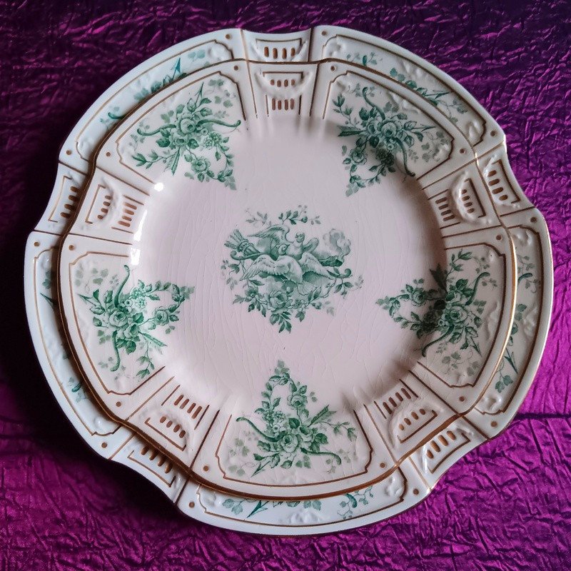 Gien Beautiful Set Of 6 Table Plates 26.3 Cm In Fine Art Deco Earthenware 1920 - 1930 (2)-photo-7