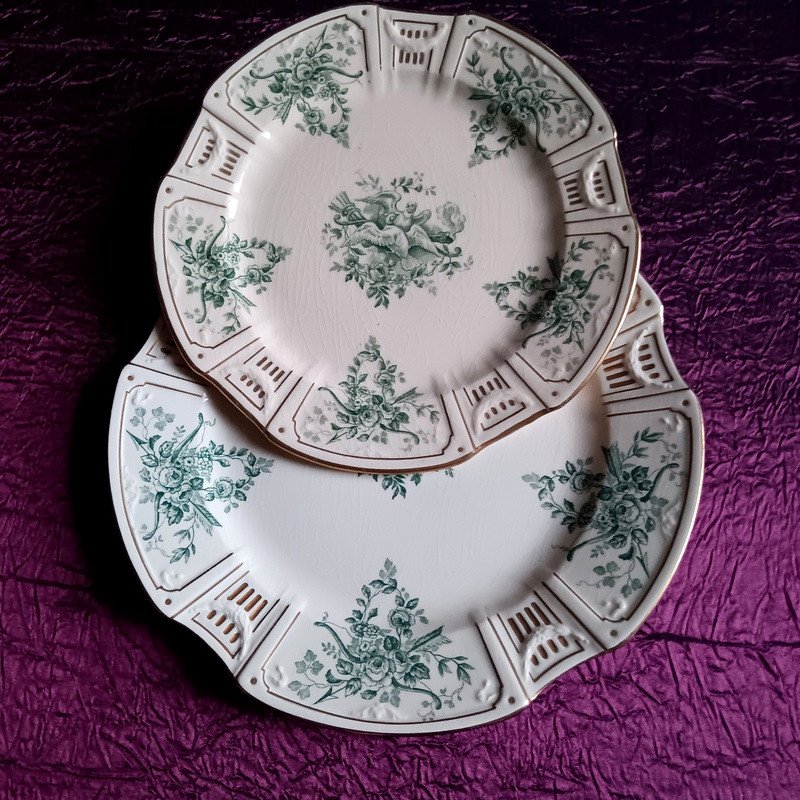 Gien Beautiful Set Of 6 Table Plates 26.3 Cm In Fine Art Deco Earthenware 1920 - 1930 (2)-photo-8