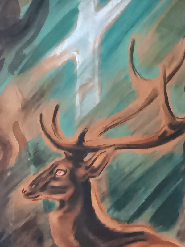 André Margat (1903-1997) Pastel Representing The Deer Of Saint Hubert -photo-4