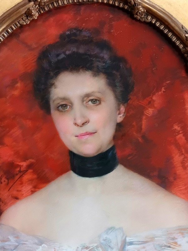 Marie Lucas-robiquet (1858-1959) Ravissant Portrait De Jeune Femme De La Belle époque Au Pastel-photo-2