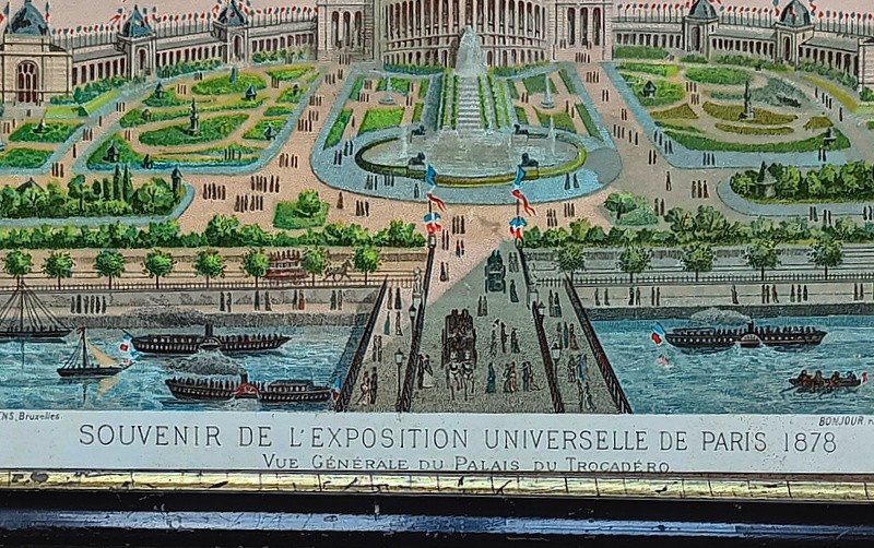 Original Lithograph Souvenir Of The Universal Exhibition Of Paris 1878 The Trocadéro -photo-2