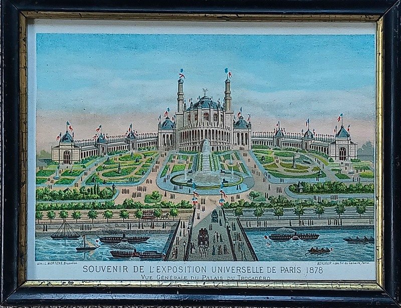 Original Lithograph Souvenir Of The Universal Exhibition Of Paris 1878 The Trocadéro 