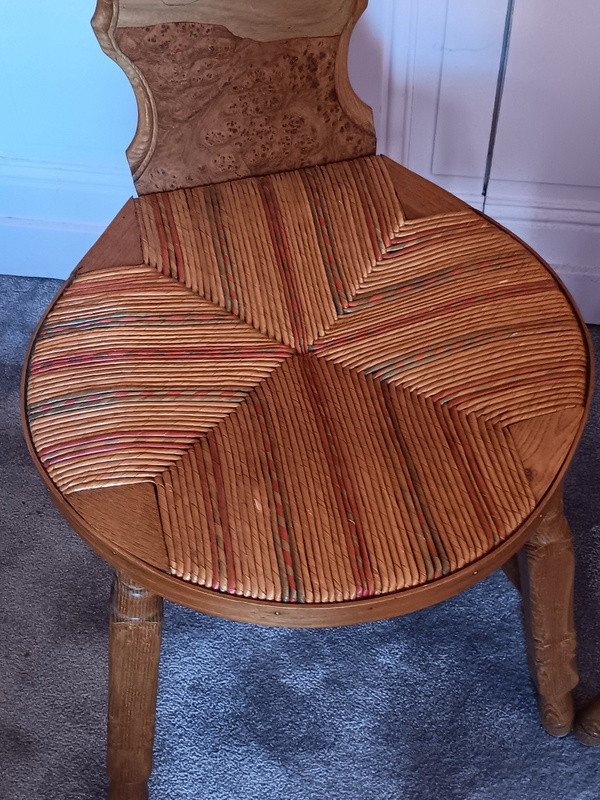 Pair Of Nancy School Stepladder Chairs In Art Nouveau Marquetry Wood-photo-4