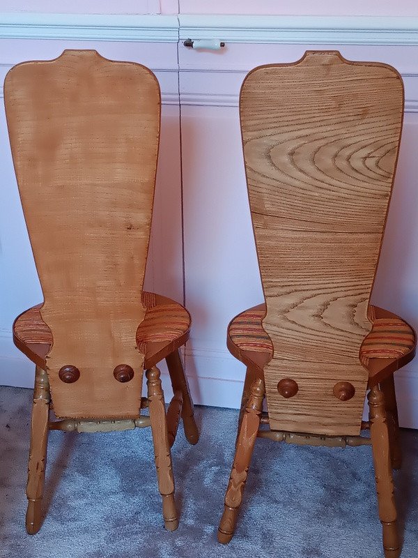 Pair Of Nancy School Stepladder Chairs In Art Nouveau Marquetry Wood-photo-5