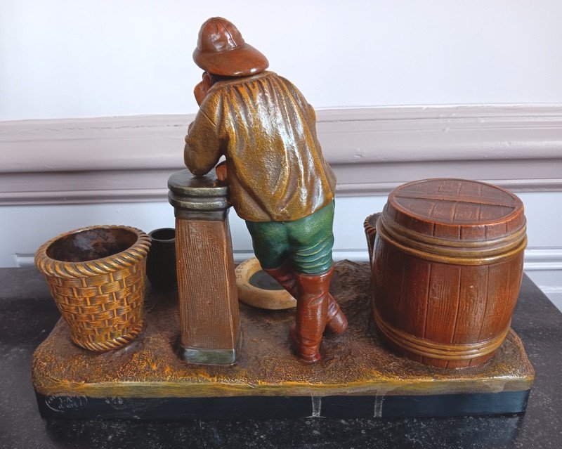 Terracotta Sculpture From Isle Adam Fisherman At Fort - Mahon Waiting For The Tide-photo-3