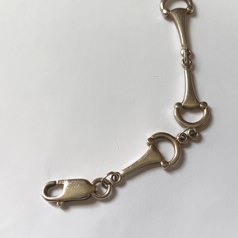 Solid Silver Horsebit Link Bracelet-photo-3