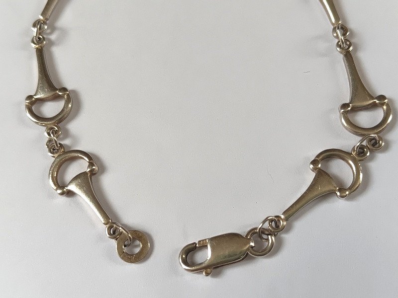 Solid Silver Horsebit Link Bracelet-photo-4