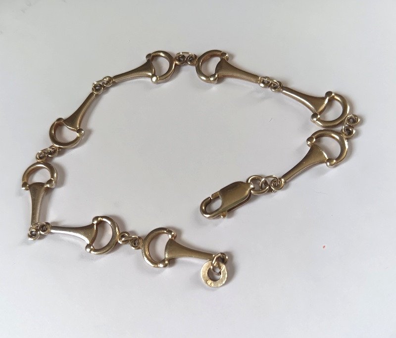 Solid Silver Horsebit Link Bracelet-photo-3