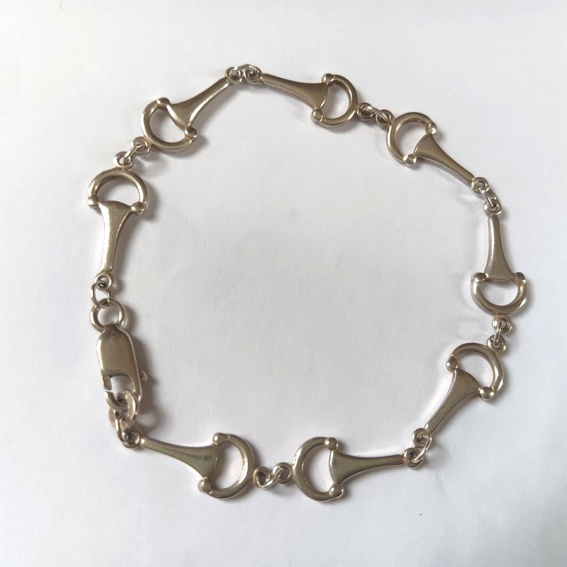 Solid Silver Horsebit Link Bracelet-photo-4