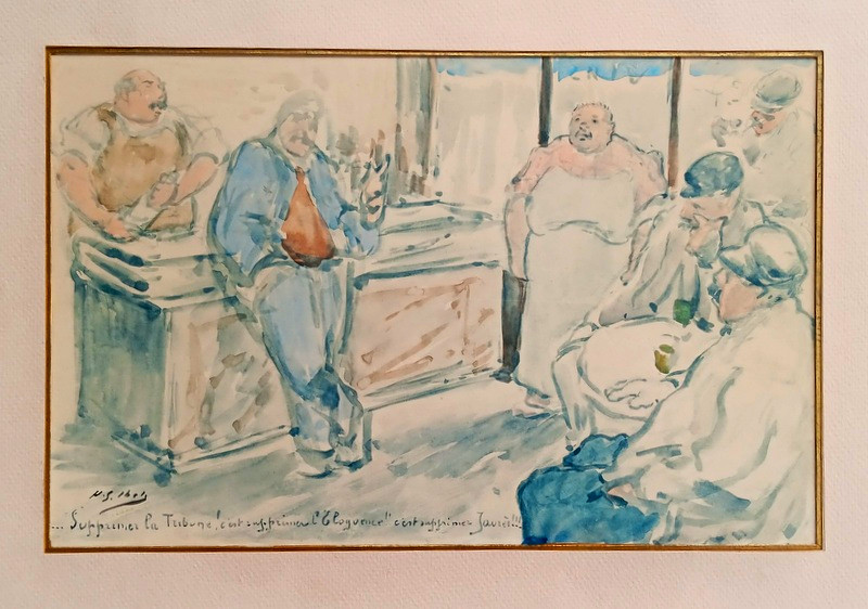 Henri  Gabriel Ibels (1867-1936) Dessin à l'Aquarelle Scène De Café Orateur Défenseur De Jaurès-photo-2