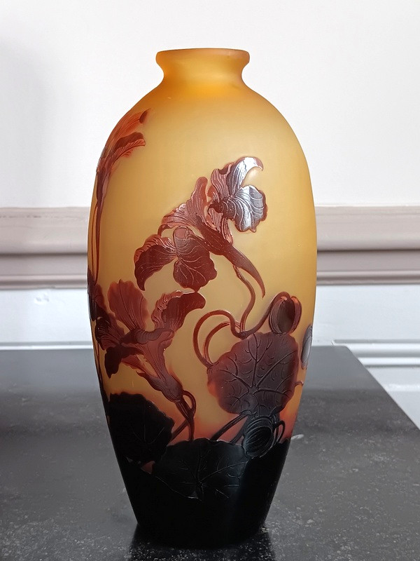 d'Argental Cristallerie Saint - Louis Vase Aux Capucines Art Nouveau -photo-2