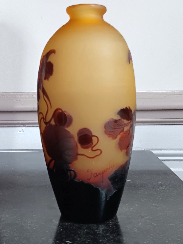 d'Argental Cristallerie Saint - Louis Vase Aux Capucines Art Nouveau -photo-3