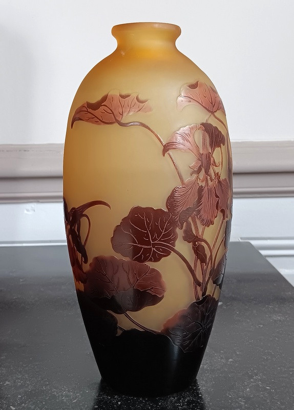 d'Argental Cristallerie Saint - Louis Vase Aux Capucines Art Nouveau -photo-3