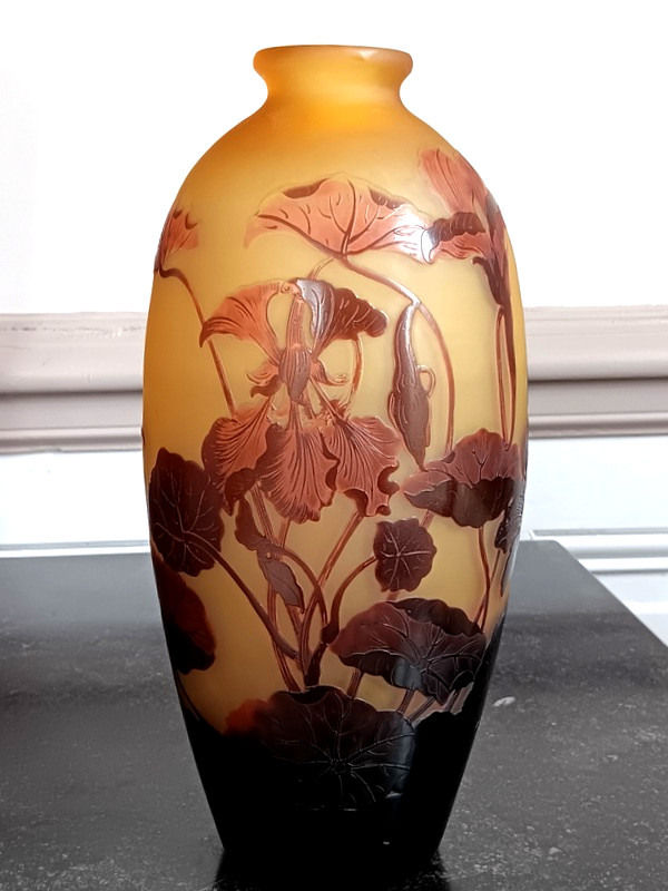 Argental Cristallerie Saint-louis Art Nouveau Nasturtium Vase 