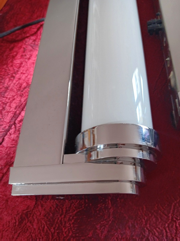 Magnificent Pair Of Modernist Carlton Chrome  And Glass  Wall Lights In Art Deco Style -photo-4