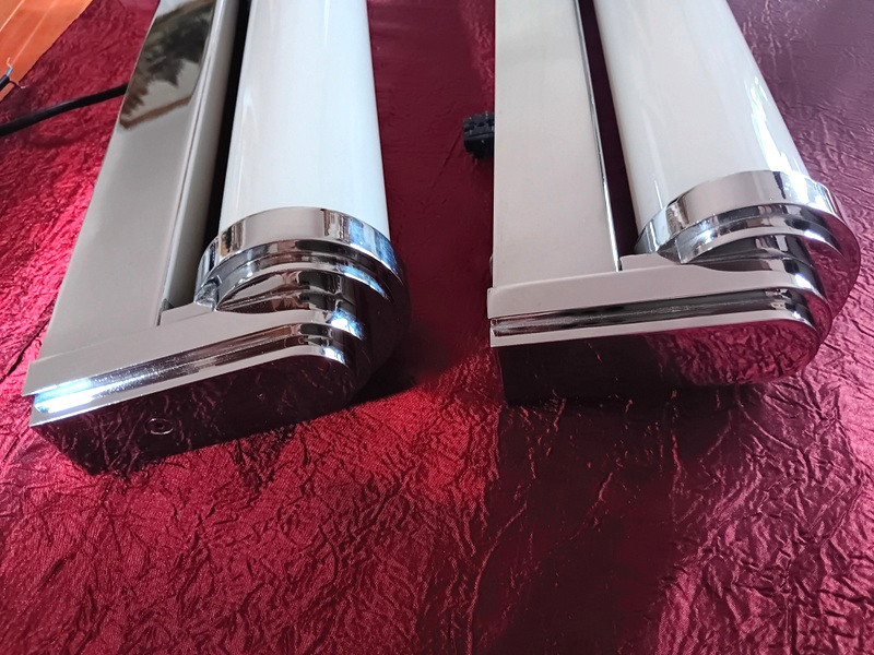 Magnificent Pair Of Modernist Carlton Chrome  And Glass  Wall Lights In Art Deco Style -photo-3