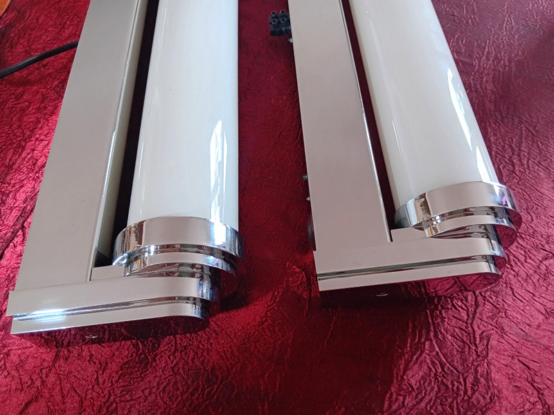 Magnificent Pair Of Modernist Carlton Chrome  And Glass  Wall Lights In Art Deco Style -photo-4