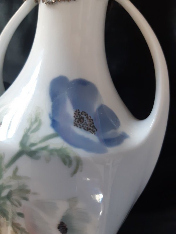 Art Nouveau Vase Silver Frame Minerva In German Porcelain Dlg From Royal Copenhagen-photo-3