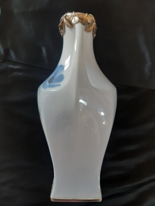 Art Nouveau Vase Silver Frame Minerva In German Porcelain Dlg From Royal Copenhagen-photo-4