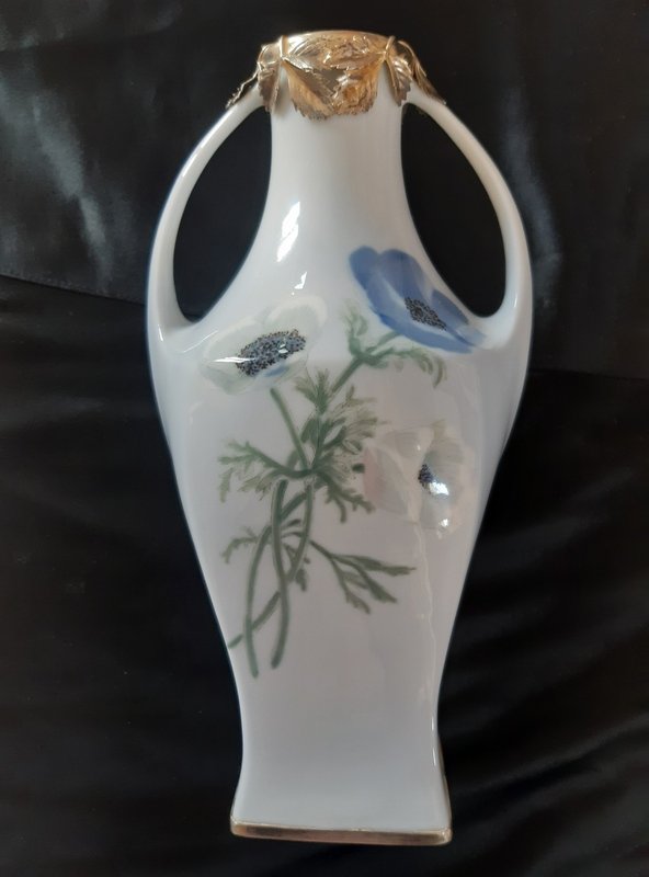 Art Nouveau Vase Silver Frame Minerva In German Porcelain Dlg From Royal Copenhagen