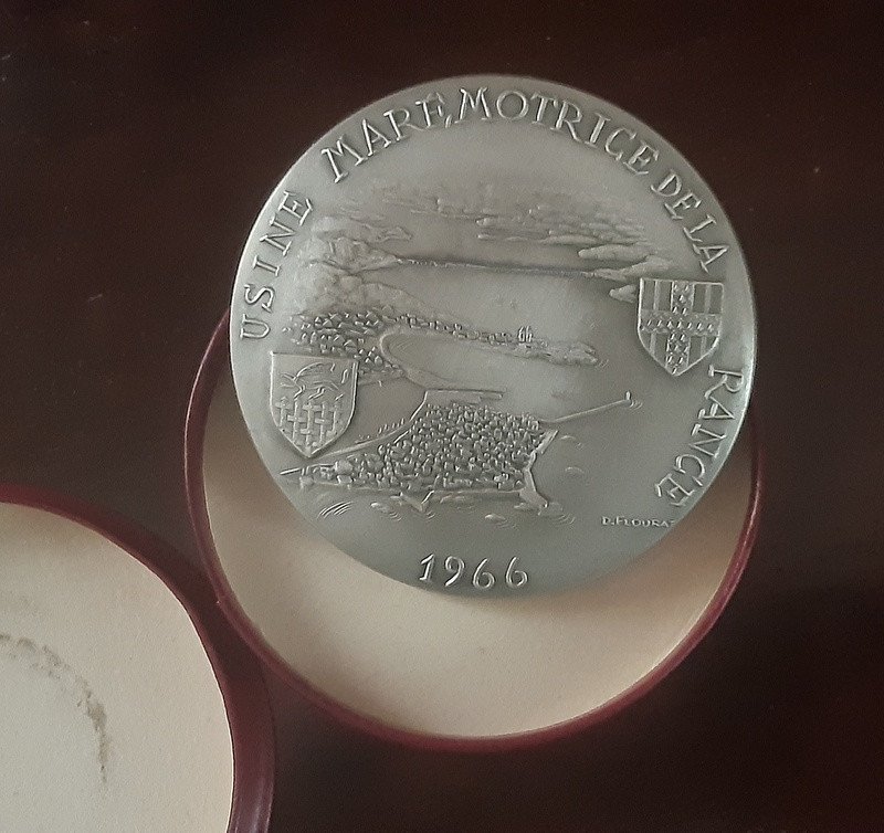 Medal Tidal Plant Barrage De La Rance 1966 Silver Bronze Flourat Between Saint Malo And Dinard Brittany-photo-4