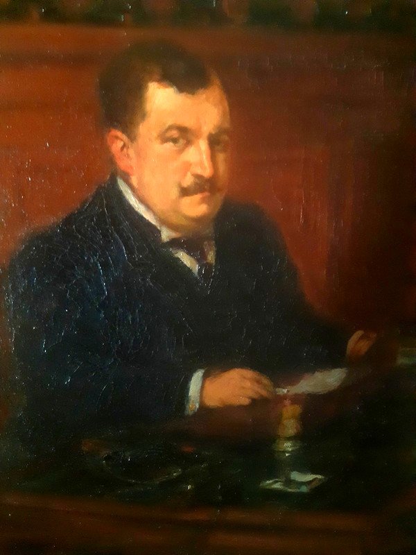 Marcel Arnaud (1877-1956) tableau Intimiste Portrait D’homme De Qualité à Son Bureau 1917-photo-4