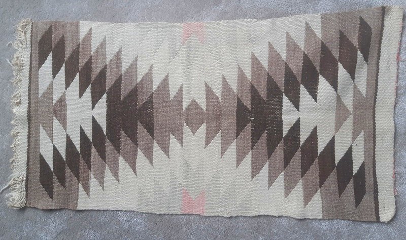 Pretty Small Carpet Navajo Indians America Geometric Design Around 1920-photo-2