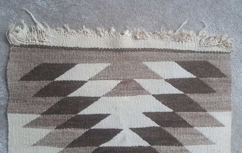 Pretty Small Carpet Navajo Indians America Geometric Design Around 1920-photo-3