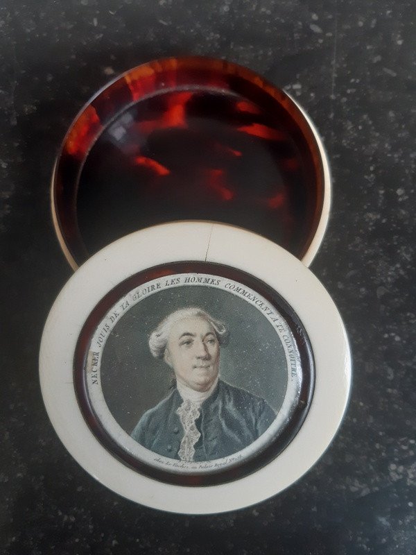 Eloge De Colbert Box Snuffbox Ivory And Tortoise Miniature Portrait Of Necker By Antoine Sergent XVIIIème -photo-3