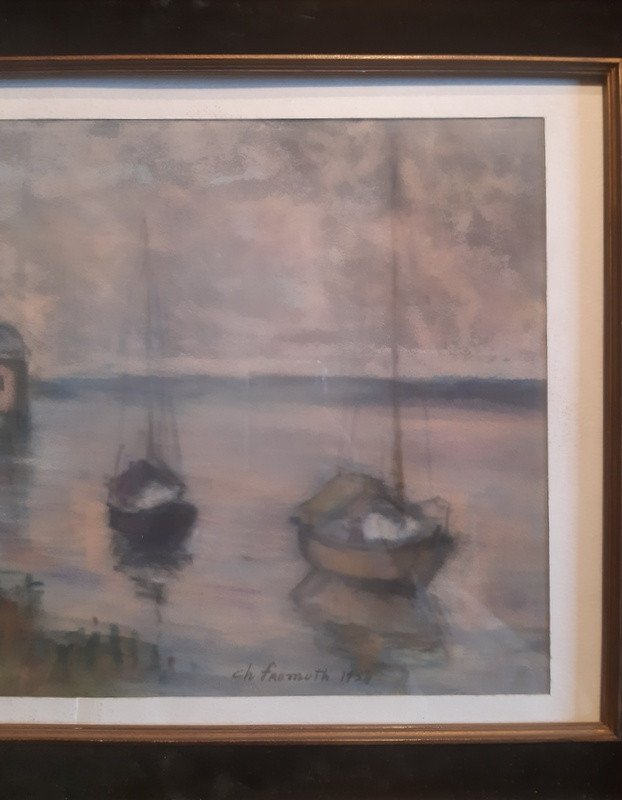 Charles Henry Fromuth (américain 1861 - 1937) Pastel Paysage De Bord De Mer En Bretagne-photo-2