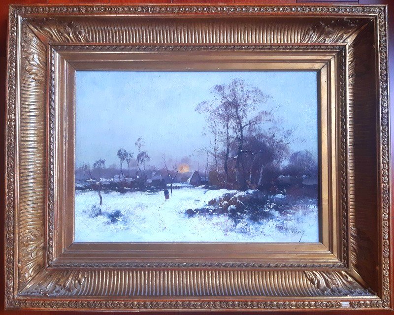 Eugène Galien Laloue (1854-1941 ) Galien-laloue  Oil On Canvas Hamlet Under The Snow Signed J. Lievin-photo-8