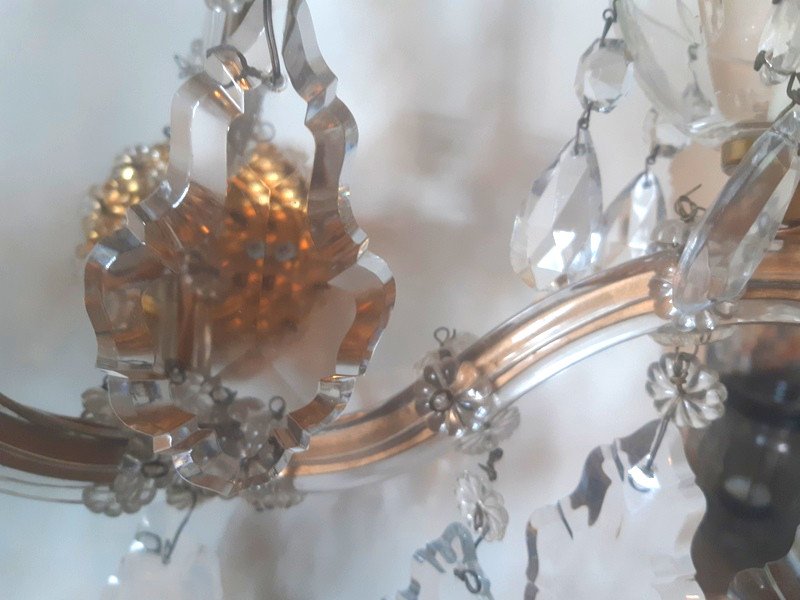 Beautiful Pair Of Sconces 6 Arms Of Light In Cut Glass And Crystal-photo-7