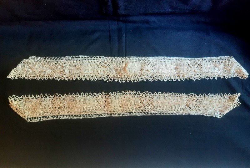 2 Antique Bobbin Lace Pillowcase Or Cushion Edges Never Used-photo-2