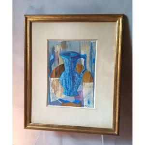 Tony Agostini (1916 -1990) The Blue Pitcher Cubist Gouache Galerie Charpentier Paris