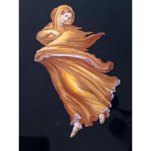 Lithographie De Fresque De Pompéi Souvenir Du Grand Tour Bacchante Femme à l'Antique Lenghi