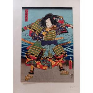 Utagawa Kunisada I (toyokuni III) (1786-1864) Japanese Print Portrait Of Samurai Actor