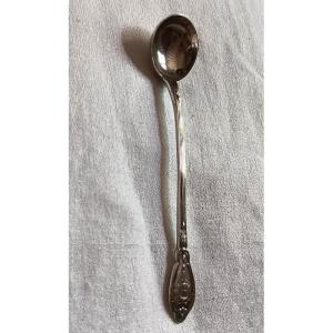 Mustard Spoon Ladle Medallion Decor In Solid Silver Louis XVI Style