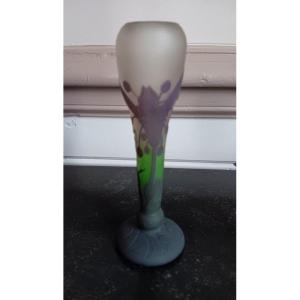 Daum Nancy Art Nouveau Soliflore Vase With Ephemerals