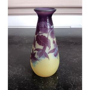 Emile Gallé Art Nouveau Fuchsia Vase