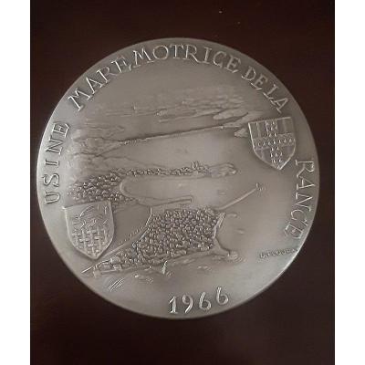 Médaille Usine Marémotrice Barrage De La Rance 1966 Bronze Argenté Flourat Entre Saint Malo Et Dinard Bretagne