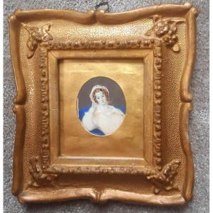 Portrait Miniature Sur Ivoire De Frances Russell Of Maison Dieu Dover Jeune Femme Anglaise 