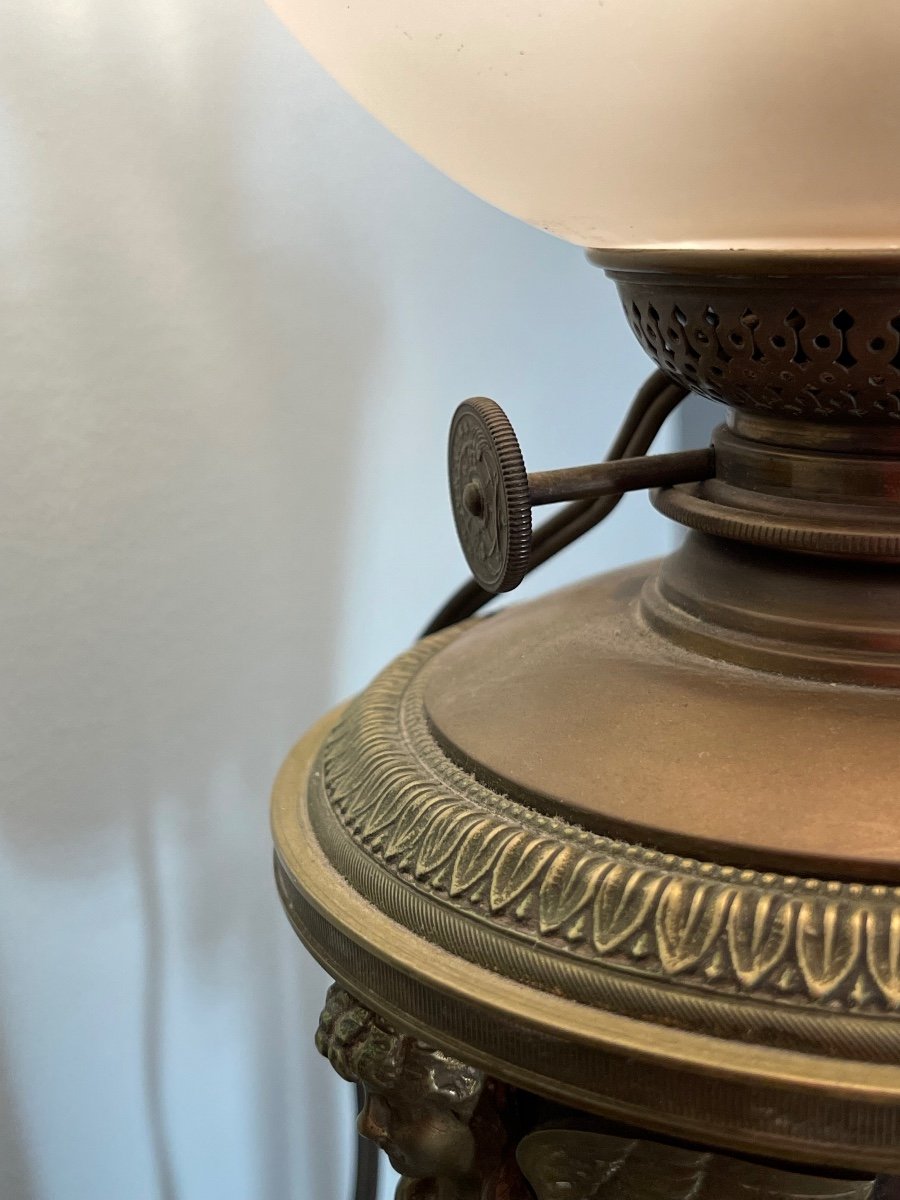 Oil Lamp Mounted As A Table Lamp. Foot In Athenian.-photo-4